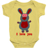 i love you bunny hare rabbit cupid couple kiss fun Baby Onesie