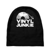 vinyl junkie white logo Baby Beanies
