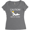 caution men at work Women's Triblend Scoop T-shirt