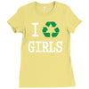 i recycle girls slogan text funny baseball jersey Ladies Fitted T-Shirt