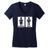 restroom sign sticker vinyl decal Women's V-Neck T-Shirt