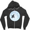 Biker Dinosaur - Dinosaur Riding A Bike To The Moon Zipper Hoodie