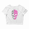 two coloured patterned skull   mens funny Crop Top