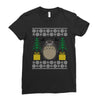 totoro ugly christmas Ladies Fitted T-Shirt