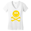 smiley pirate skull and crossbones Women's V-Neck T-Shirt