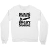 weekend rugby forecast beer pub drink Crewneck Sweatshirt