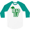 christmas head elf 3/4 Sleeve Shirt
