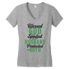 blessed god by spoiled by my husband protected by both Women's V-Neck T-Shirt