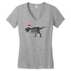 t rex skeleton santa claus Women's V-Neck T-Shirt