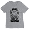 Never Underestimate Dog Rescuer Who Was Born November V-Neck Tee