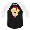 golden retriever dog with red santa's hat 3/4 Sleeve Shirt