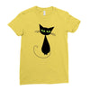 black cat idiot Ladies Fitted T-Shirt