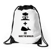 nuke the whales Drawstring Bags