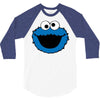 Cookie Monster Face 3/4 Sleeve Shirt