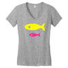 big fish little fish cardboard box Women's V-Neck T-Shirt