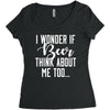 I Wonder If Beer Thinks About Me Women's Triblend Scoop T-shirt