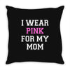 i wear pink for my mom breast cancer Throw Pillow
