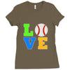 love baseball neon rhinestuds Ladies Fitted T-Shirt