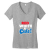 red white and cute Women's V-Neck T-Shirt