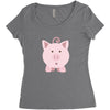 cute surprised pig pig Women's Triblend Scoop T-shirt