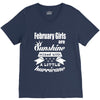 February Girls Are Sunshine Mixed With A Little Hurricane V-Neck Tee