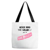 never mind the bulldogs Tote Bags