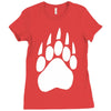 large bear paw print crew neck long sleeve Ladies Fitted T-Shirt