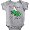 To The Disco (Unicorn Riding Triceratops) Baby Bodysuit