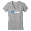 geek' (power on button) Women's V-Neck T-Shirt