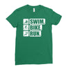 v6 swim bike run Ladies Fitted T-Shirt