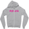 #drunk hashtag neon pink Zipper Hoodie
