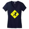 ninja crossing sign Women's V-Neck T-Shirt