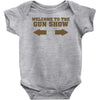 welcome to the gun show ron burdundy anchorman inspired gift funny Baby Onesie