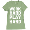 work out play hard funny Ladies Fitted T-Shirt