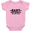 baby not midget do not toss Baby Onesie