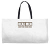 real men hunt for their food father's day hunting fishing funny Weekender Totes