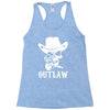 outlaw cow boy motor bike Racerback Tank