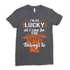The world's greatest dad belongs to me Fathers Day Ladies Fitted T-Shirt
