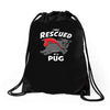 rescued by pug Drawstring Bags