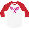 breast cancer ribbon with wing 3/4 Sleeve Shirt