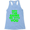 gym gains fitness slogan Racerback Tank