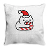 candy cane cat Throw Pillow