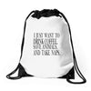 take naps Drawstring Bags