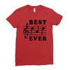 Best Dad Ever Funny Music Note Ladies Fitted T-Shirt
