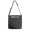 virginity is curable tee Adjustable Strap Totes