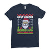 most wanted beard man this christmas Ladies Fitted T-Shirt