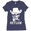 outlaw cow boy motor bike Ladies Fitted T-Shirt
