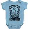 Never Underestimate Dog Rescuer Who Was Born September Baby Onesie