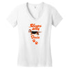Sleeps With Doxie Women's V-Neck T-Shirt