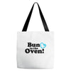 Bun in the Oven with Heart Baby Boy Tote Bags